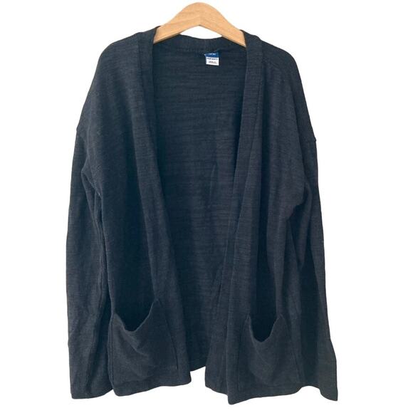 Old Navy Open Front Relaxed Pocket Cardigan - Black - Large 10/12 - Picture 1 of 6